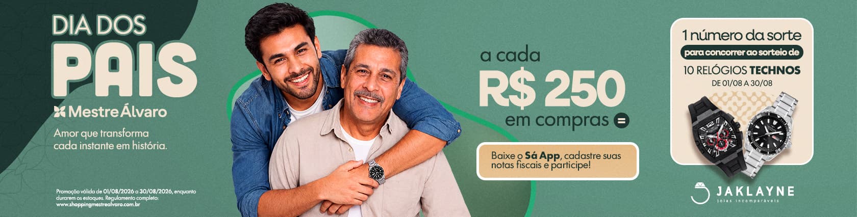 Imagem de banner da novidade Promoção Dia dos Pais 2026 Shopping Mestre Álvaro